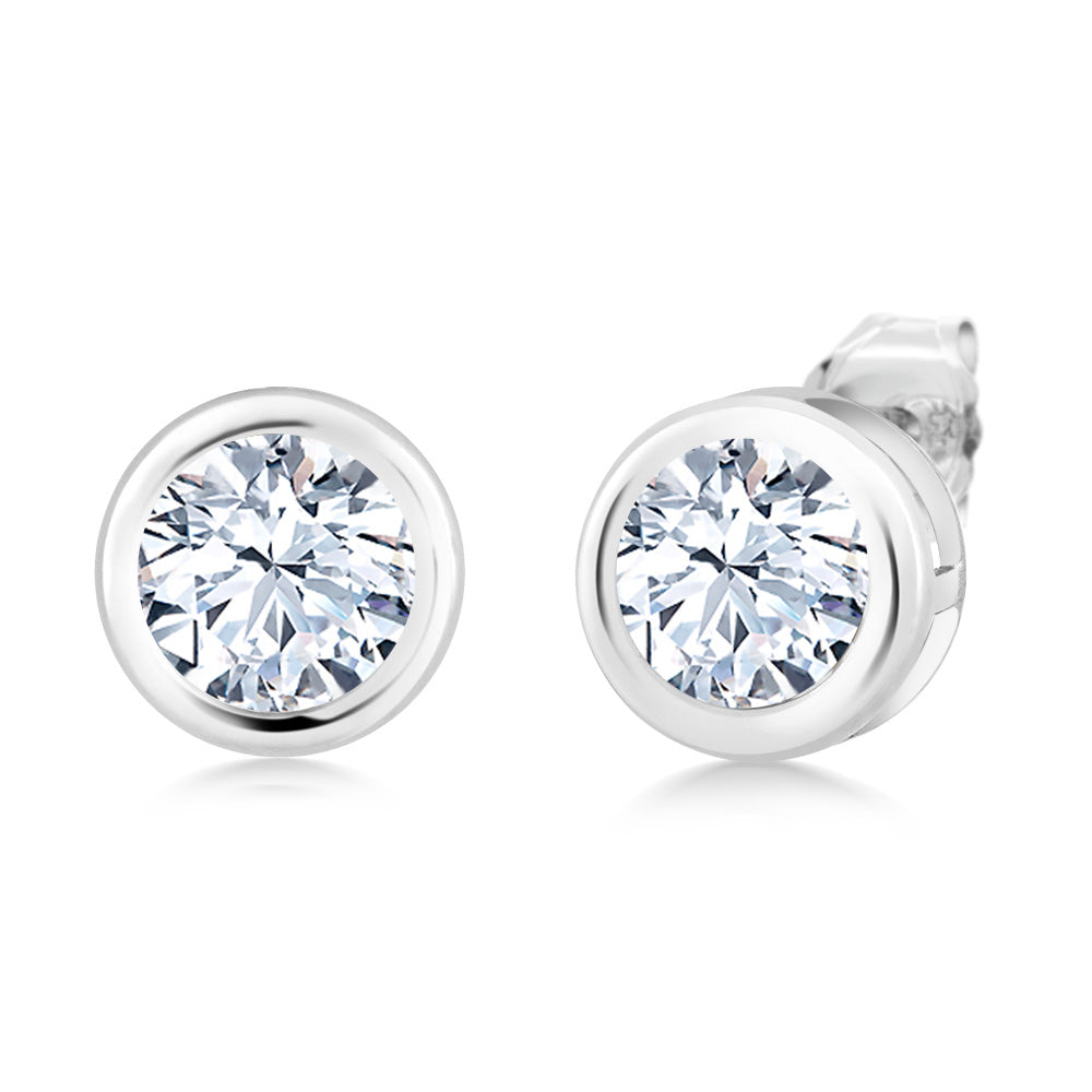 White Created Sapphire - September_Earrings in 925 Sterling Silver