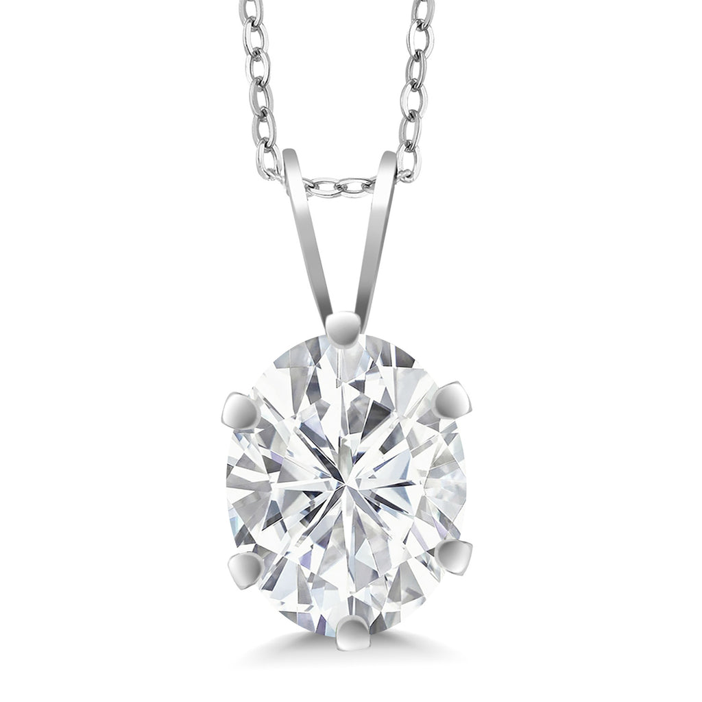 White Moissanite - April_Pendant in 925 Sterling Silver