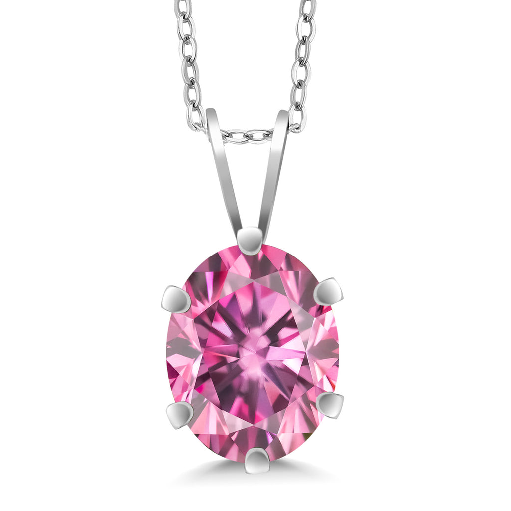 Pink Moissanite - April_Pendant in 925 Sterling Silver