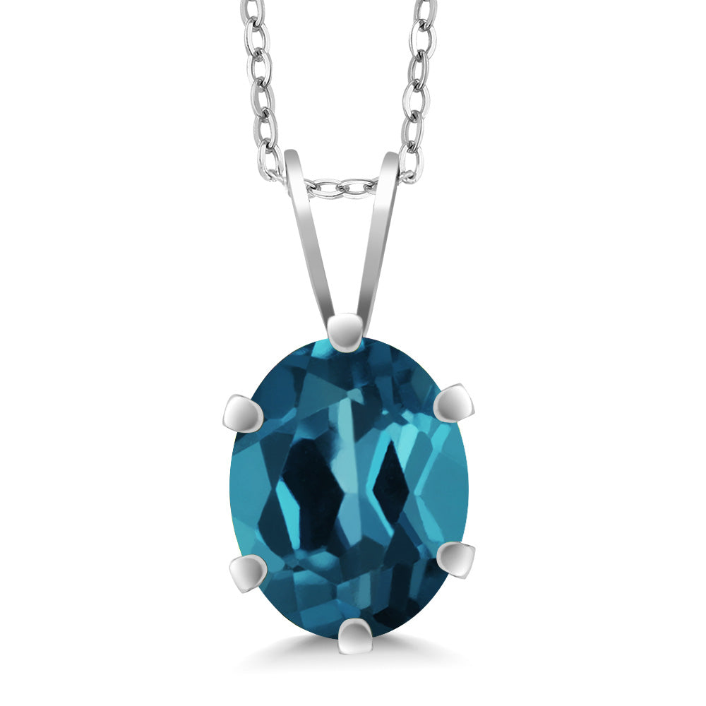 London Blue Topaz - November_Pendant in 925 Sterling Silver