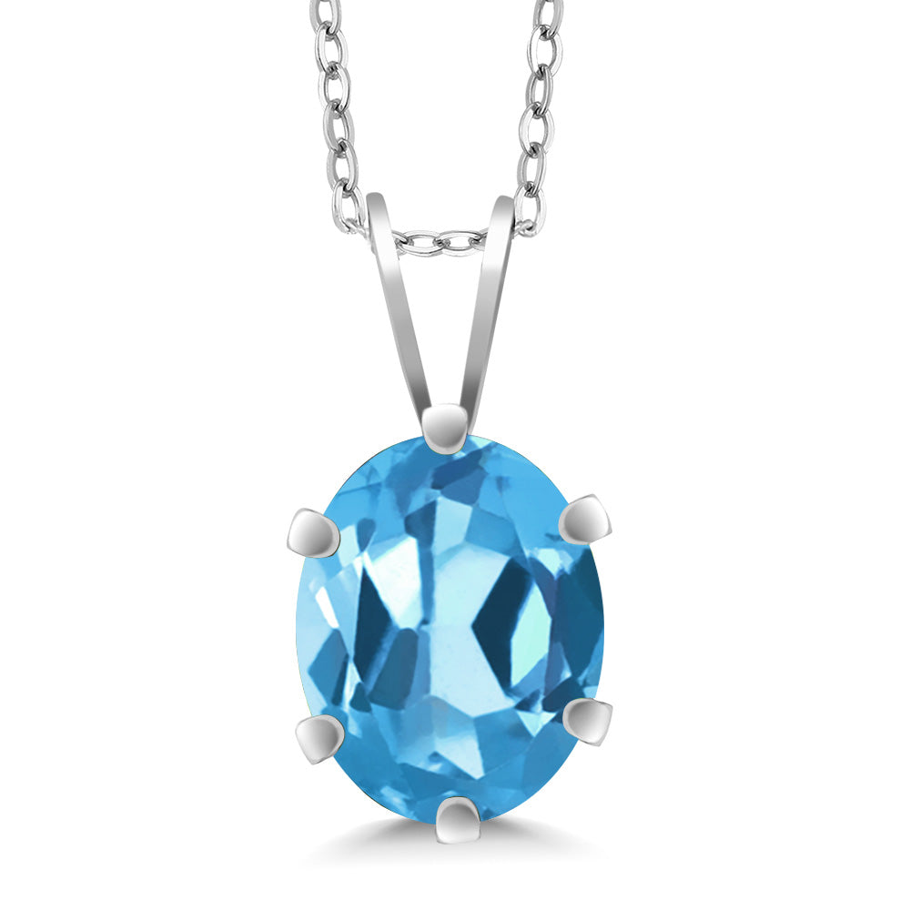 Swiss Blue Topaz - November_Pendant in 925 Sterling Silver