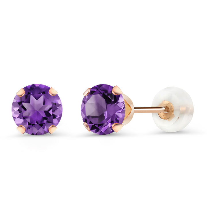 Amethyst - February_Earrings in 10K Rose Gold