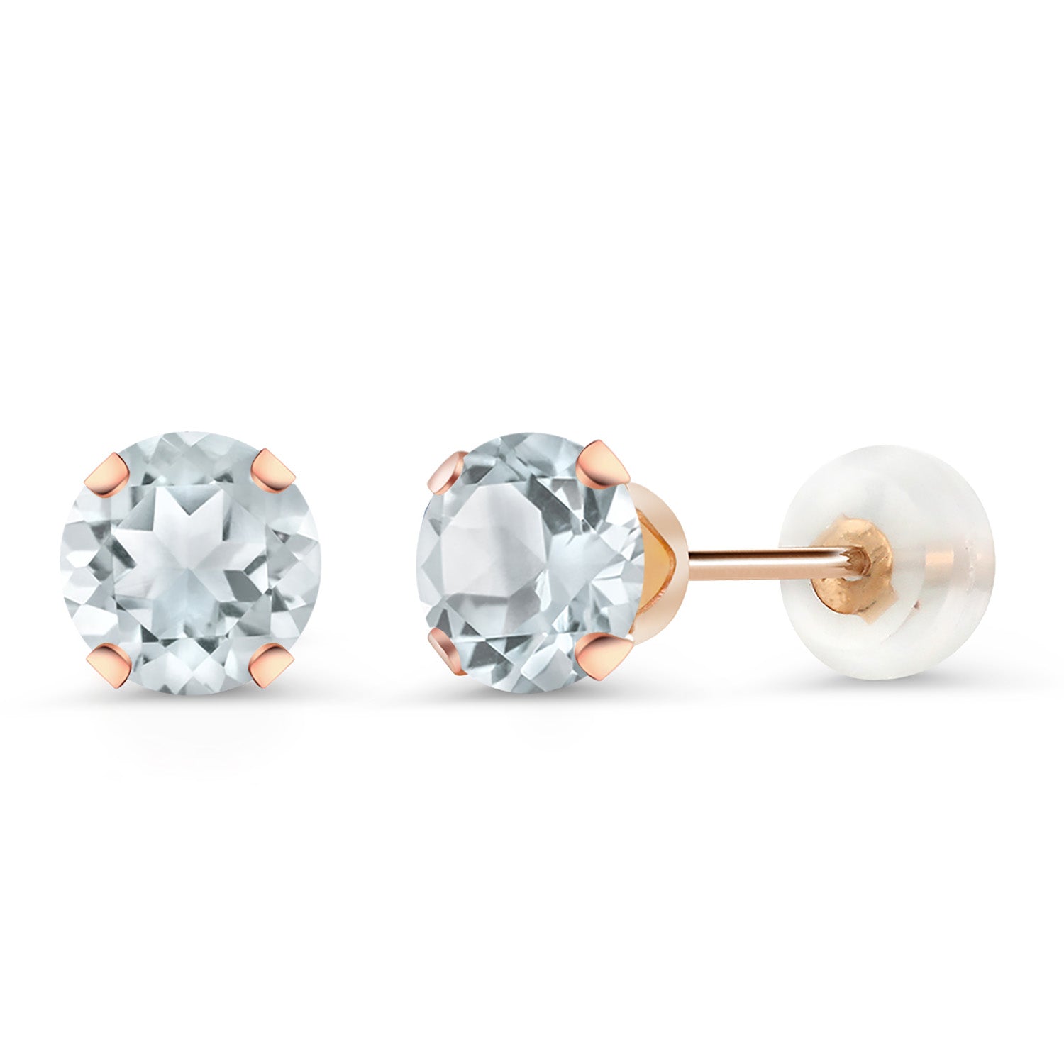 Aquamarine - March_Earrings in 10K Rose Gold