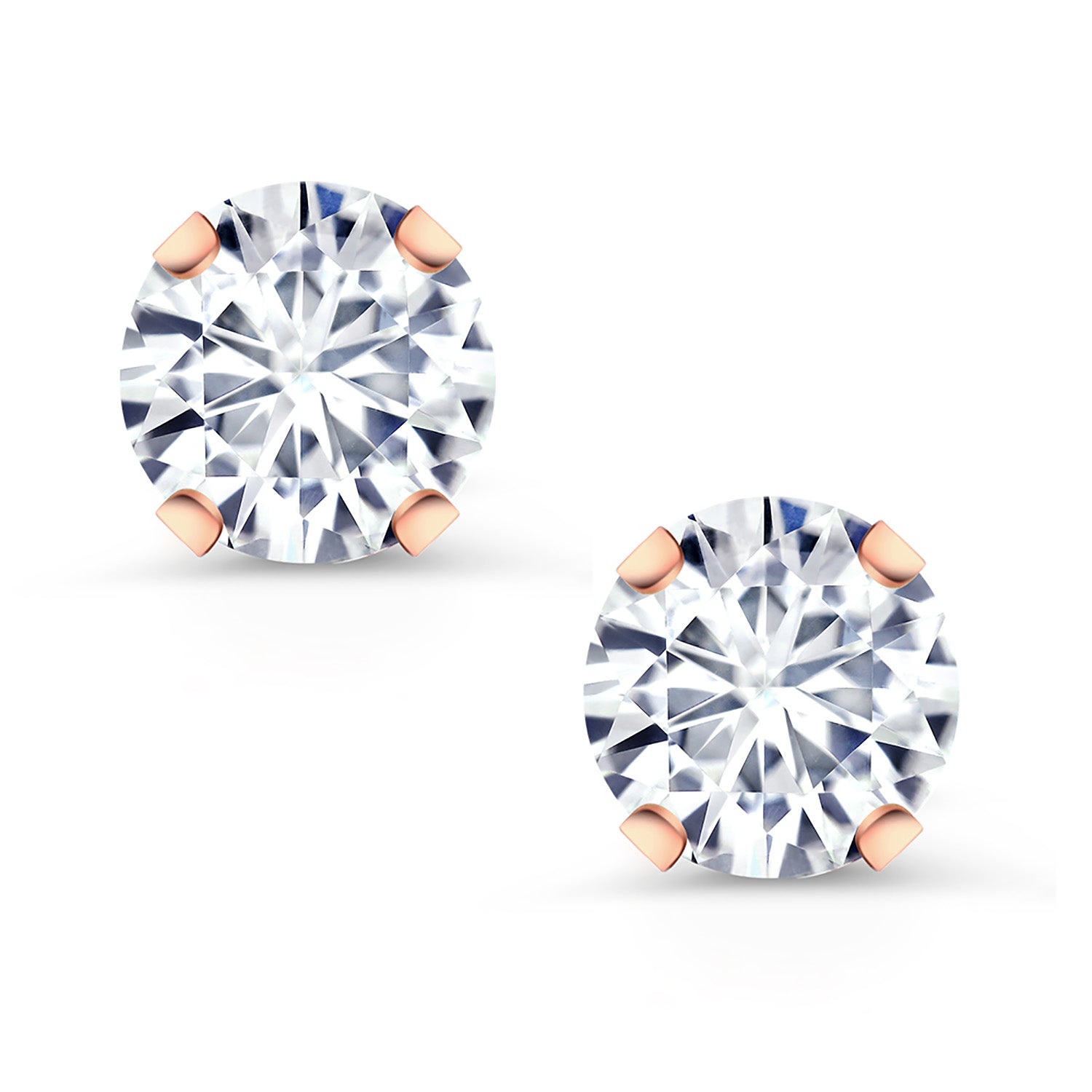 10K Rose Gold MoissaniteStud Earrings For Women Men (1.00 Cttw, Round 5MM)