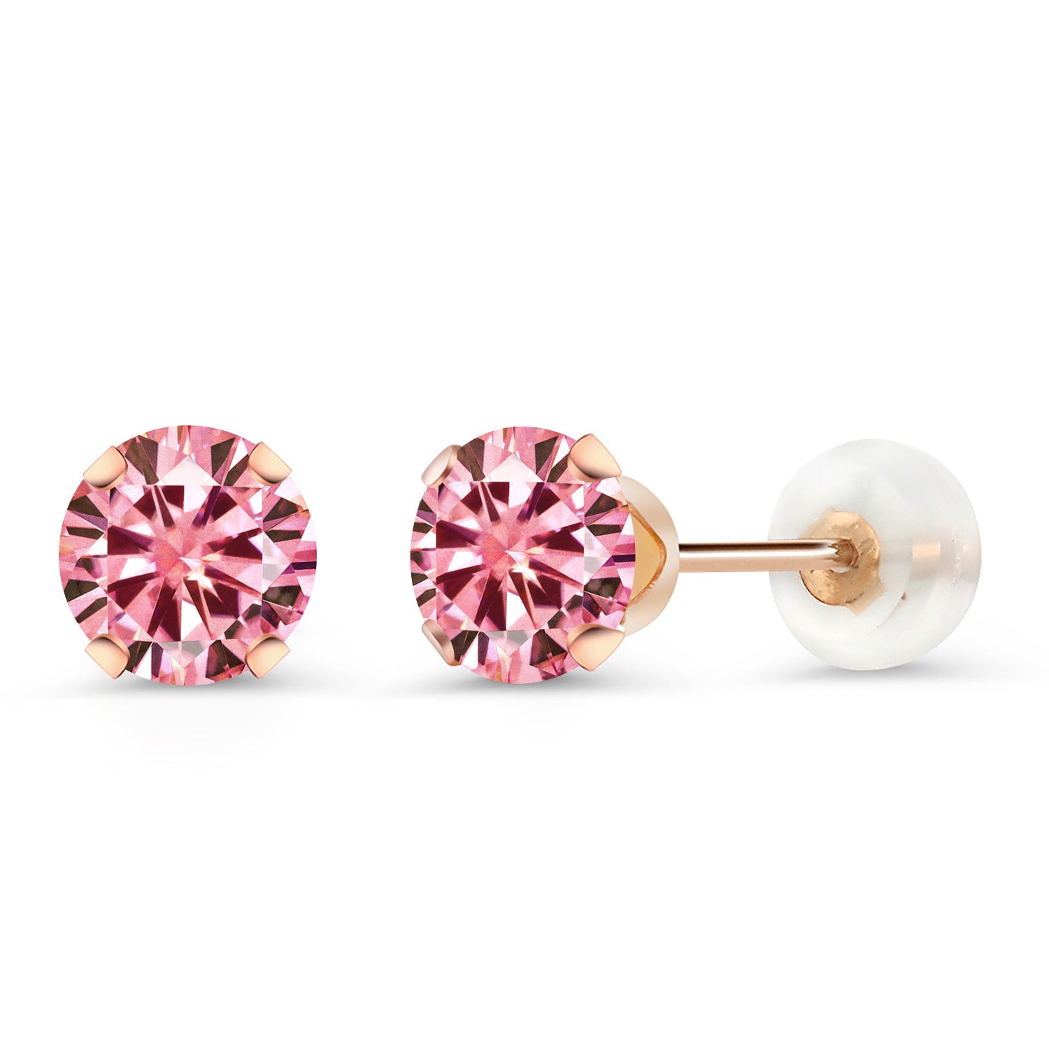 Pink Moissanite - April_Earrings in 10K Rose Gold