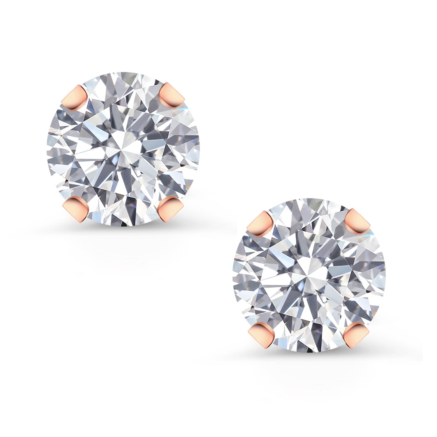 10K Rose Gold E - F Lab Grown Diamond Earrings for Women | 1.00 Cttw | Gemstone April Birthstone | Round 5MM