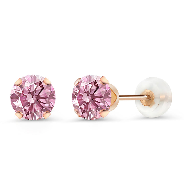 Pink Lab Grown Diamond - April_Earrings in 10K Rose Gold