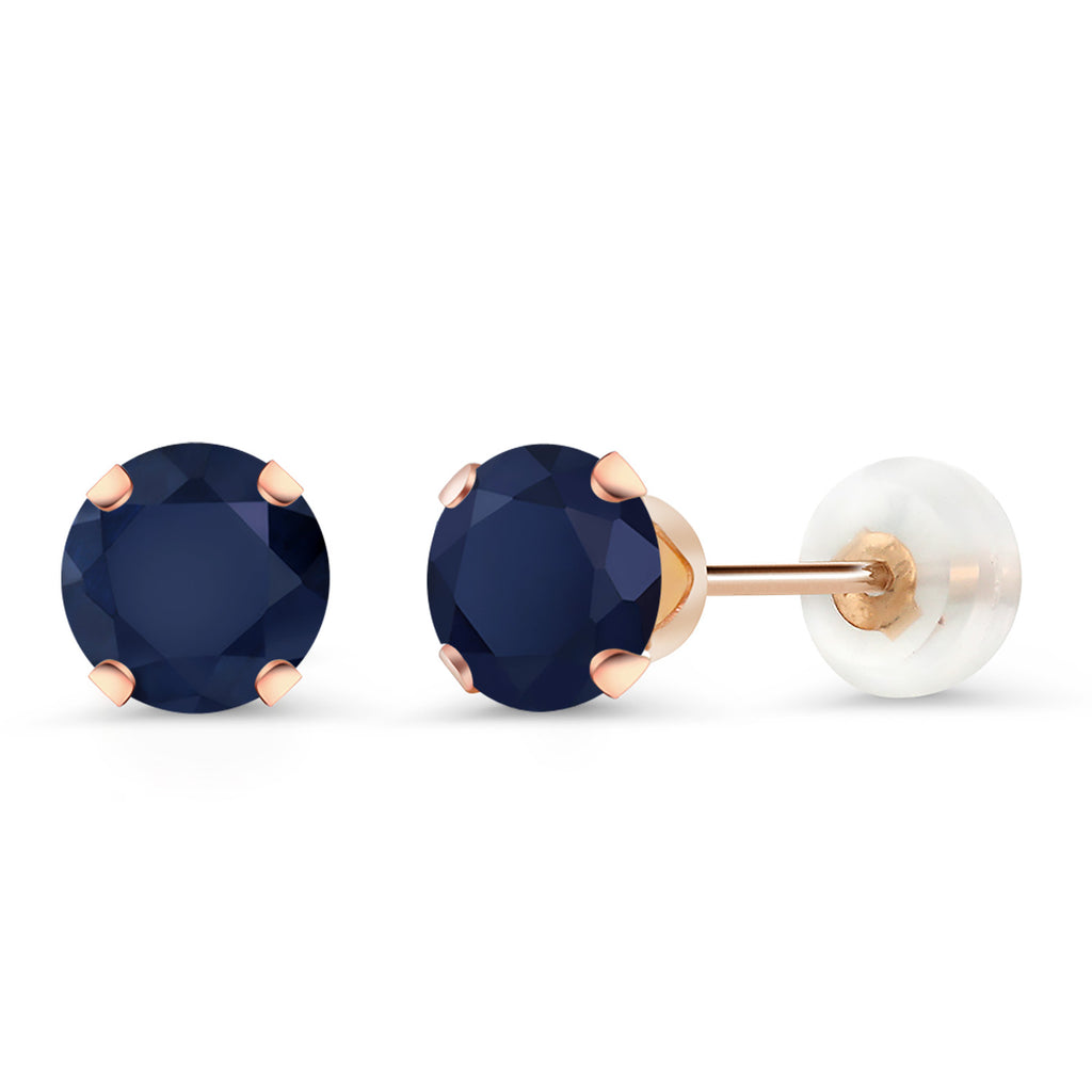 Blue Sapphire - September_Earrings in 10K Rose Gold