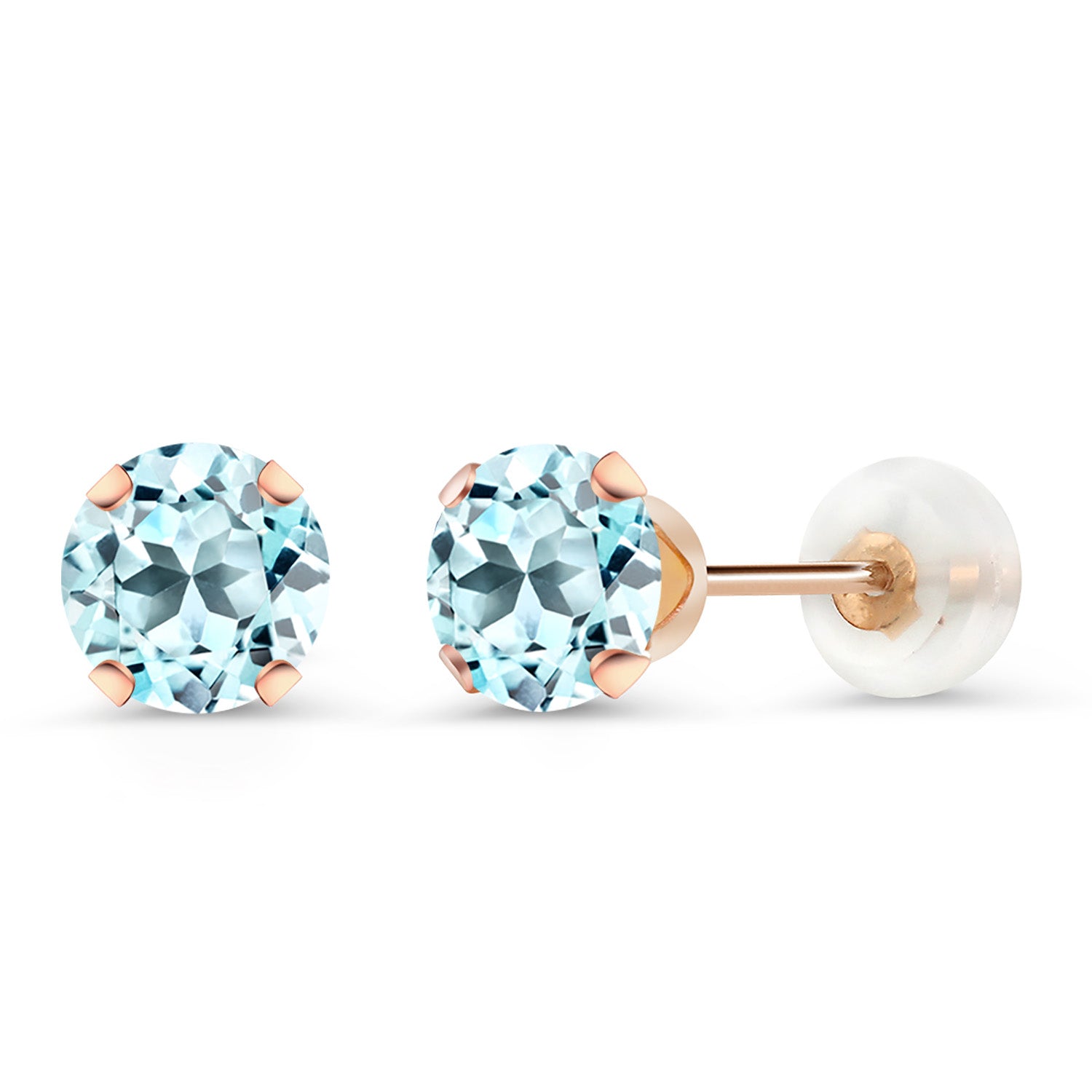 Sky Blue Topaz - November_Earrings in 10K Rose Gold