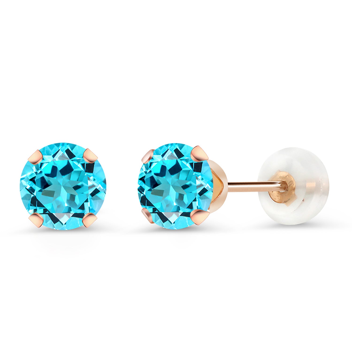 Swiss Blue Topaz - November_Earrings in 10K Rose Gold