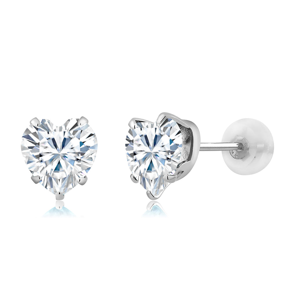 White Moissanite - April_10K White Gold_Earrings in 10K White Gold