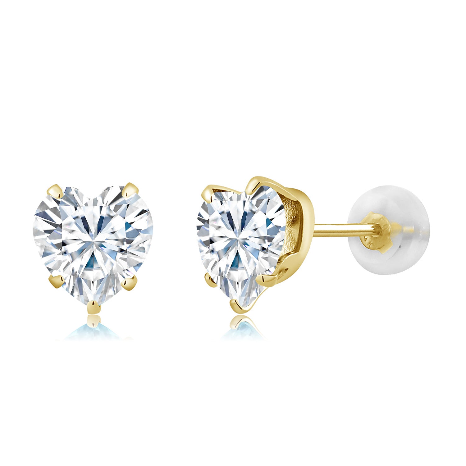 White Moissanite - April_10K Yellow Gold_Earrings in 10K Yellow Gold