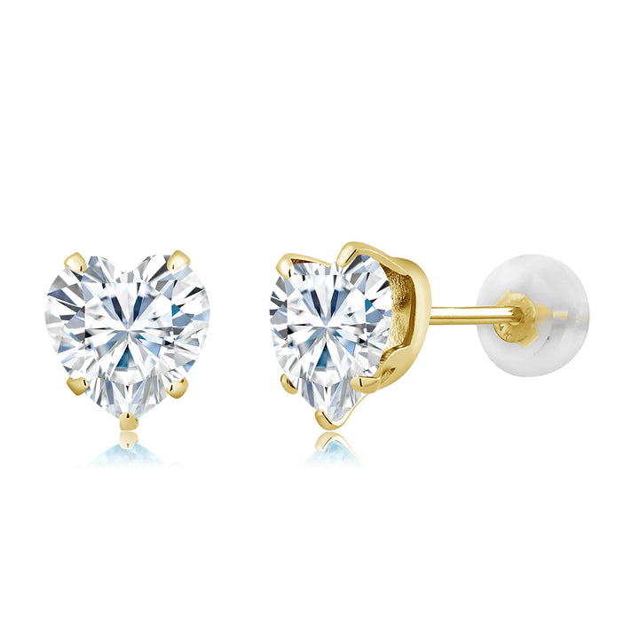 White Moissanite - April_10K Yellow Gold_Earrings in 10K Yellow Gold