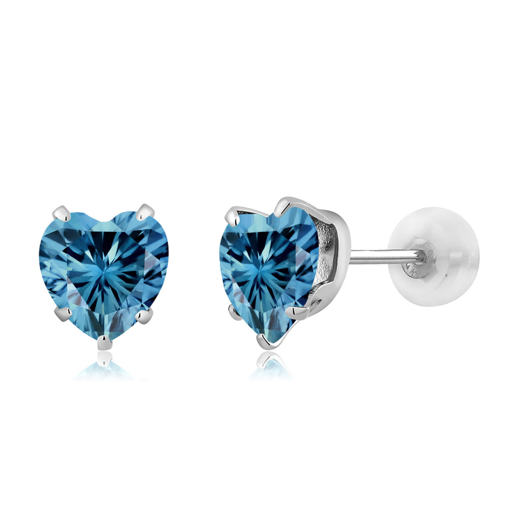 Persian Blue Moissanite - April_10K White Gold_Earrings in 10K White Gold