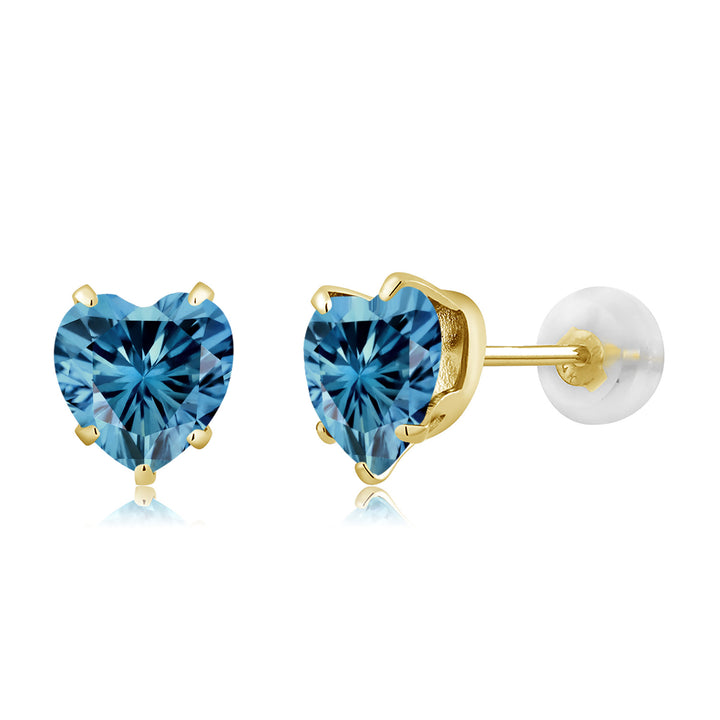Persian Blue Moissanite - April_10K Yellow Gold_Earrings in 10K Yellow Gold
