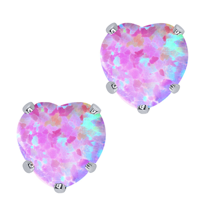 Pink Simulated Opal - October_10K White Gold_Earrings in 10K White Gold