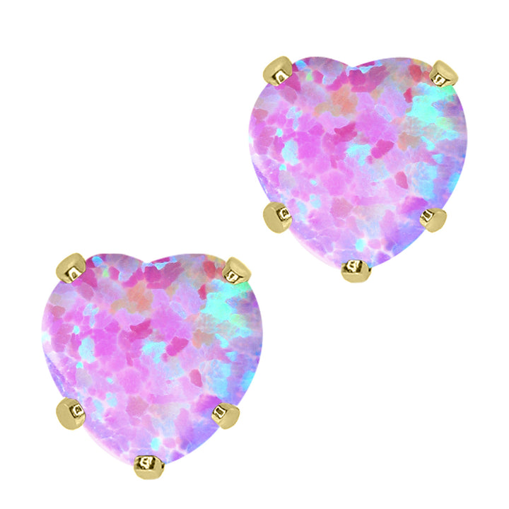 Pink Simulated Opal - October_10K Yellow Gold_Earrings in 10K Yellow Gold