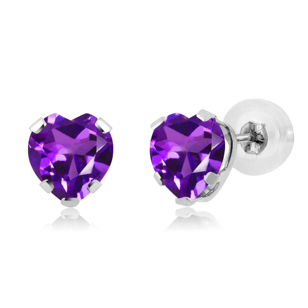 Amethyst - February_Earrings in 14K White Gold