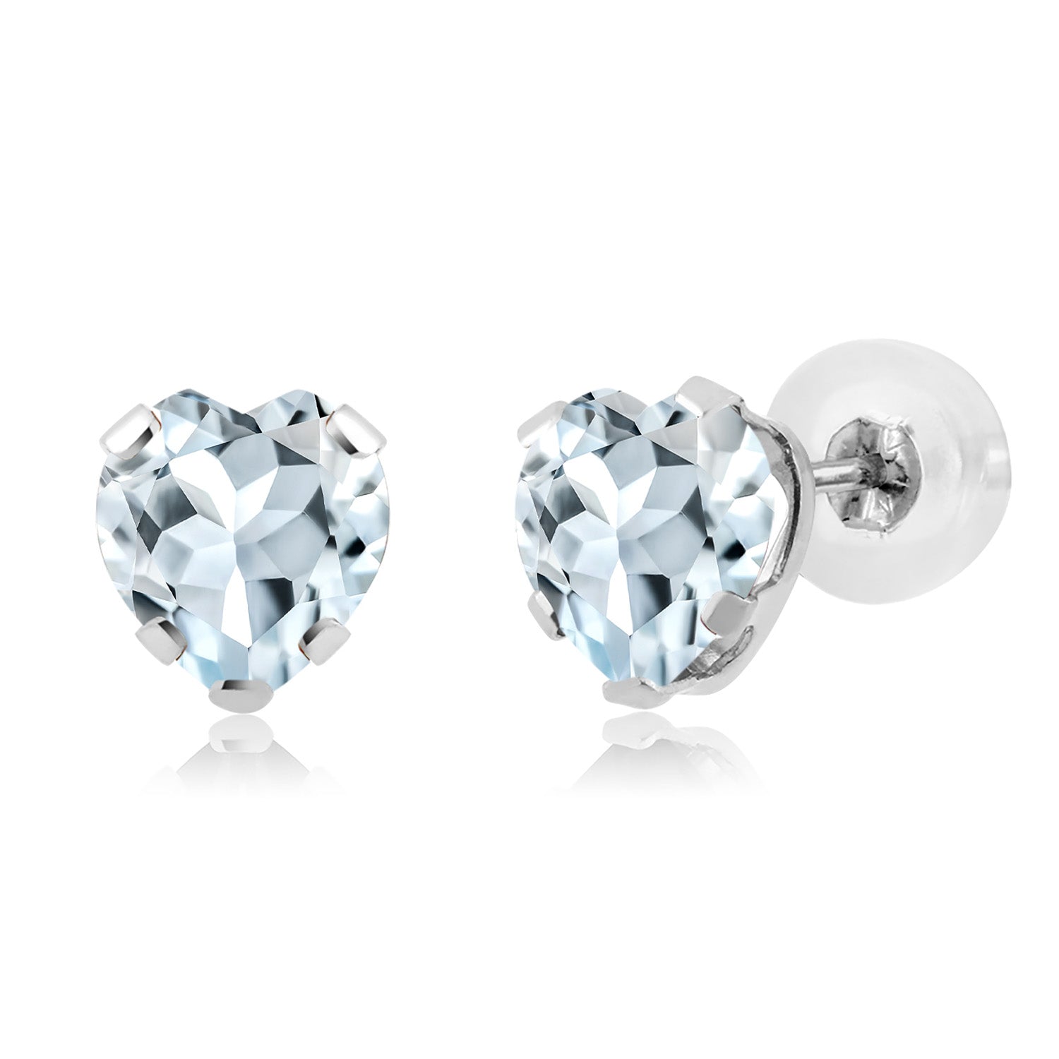 Aquamarine - March_Earrings in 14K White Gold