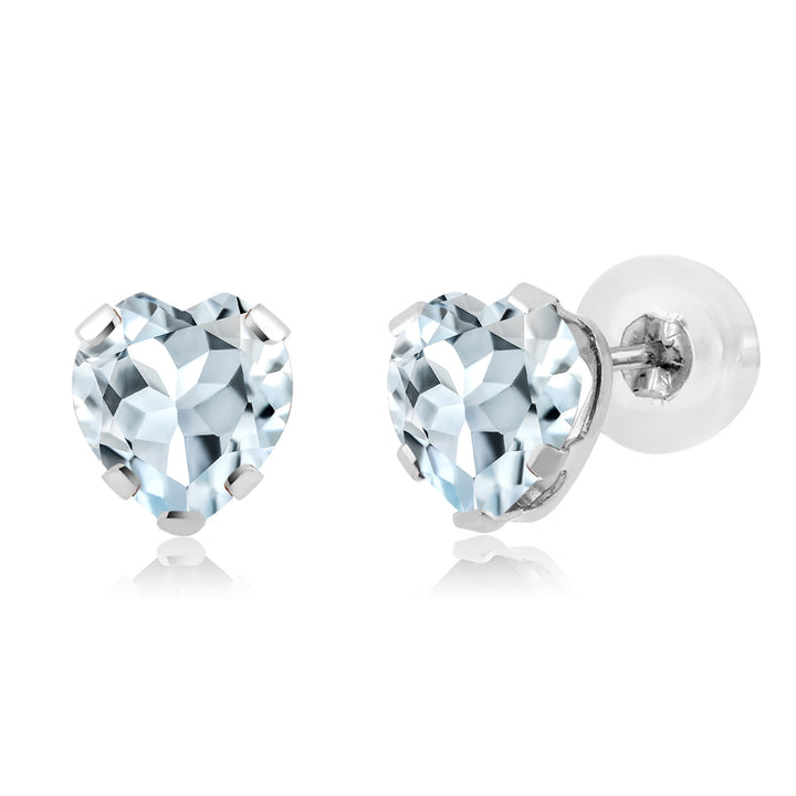 Aquamarine - March_Earrings in 14K White Gold