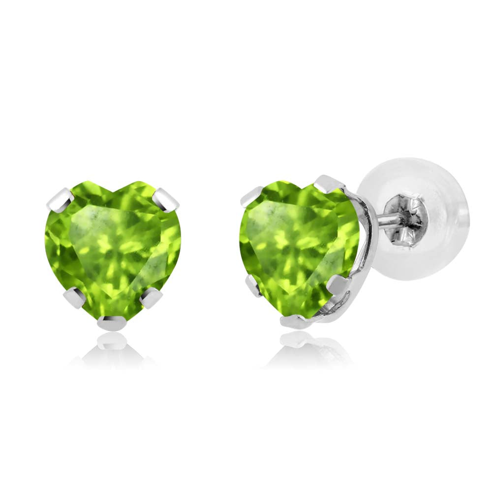 Peridot - August_Earrings in 14K White Gold