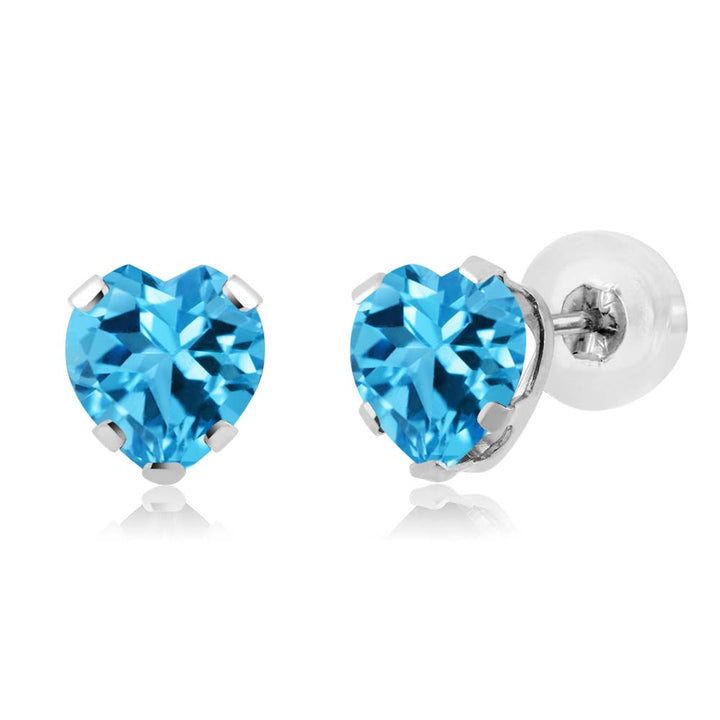 Swiss Blue Topaz - November_Earrings in 14K White Gold
