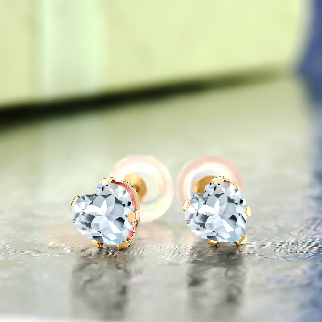 Aquamarine - March_Earrings in 14K Yellow Gold