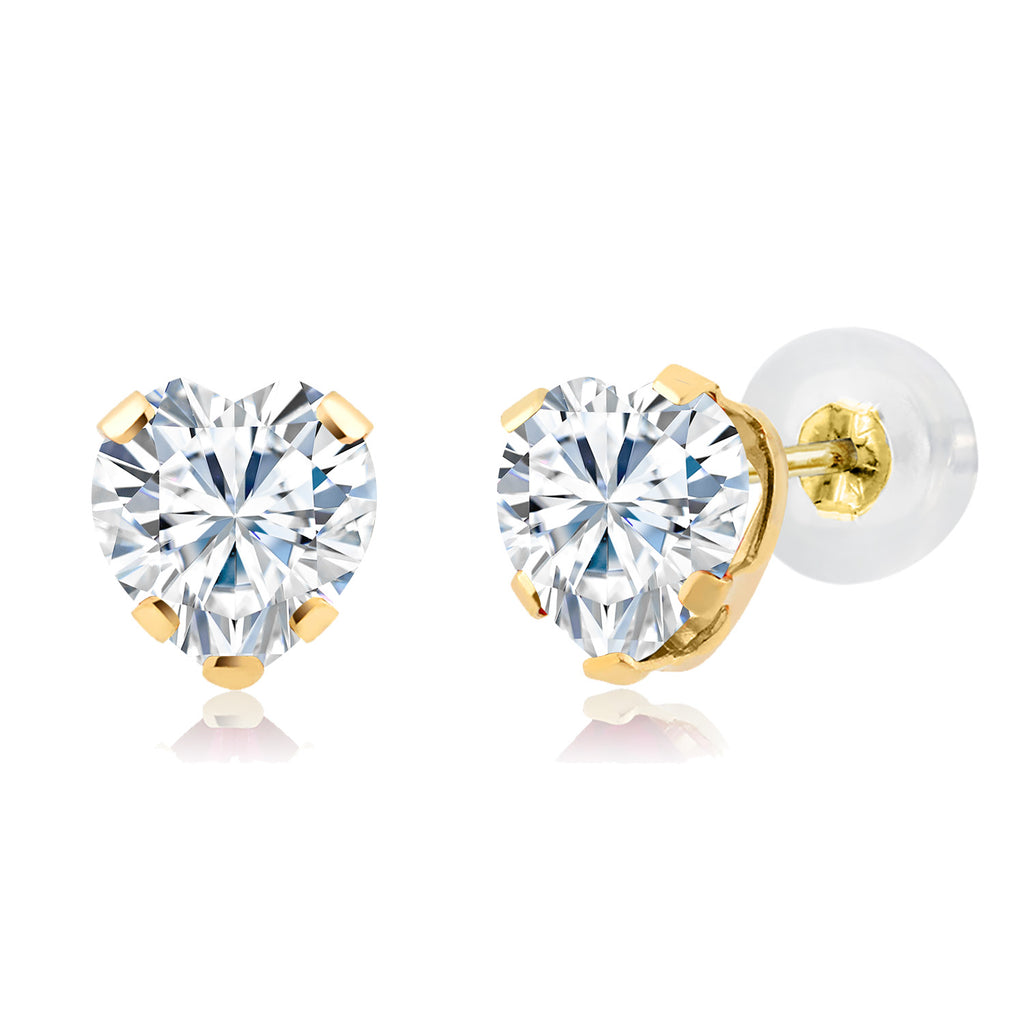 White Moissanite - April_Earrings in 14K Yellow Gold