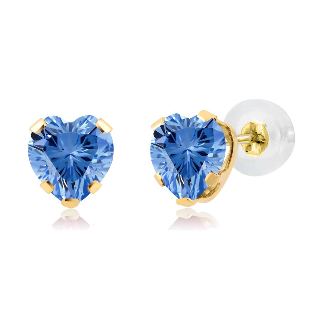 Fancy Blue Zirconia_Earrings in 14K Yellow Gold