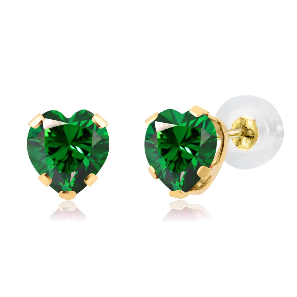 Green Zirconia_Earrings in 14K Yellow Gold