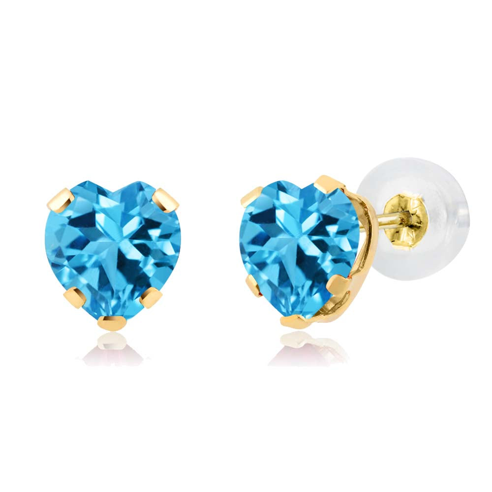 Swiss Blue Topaz - November_Earrings in 14K Yellow Gold