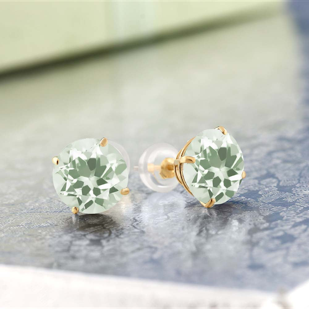 Prasiolite_Earrings in 14K Yellow Gold