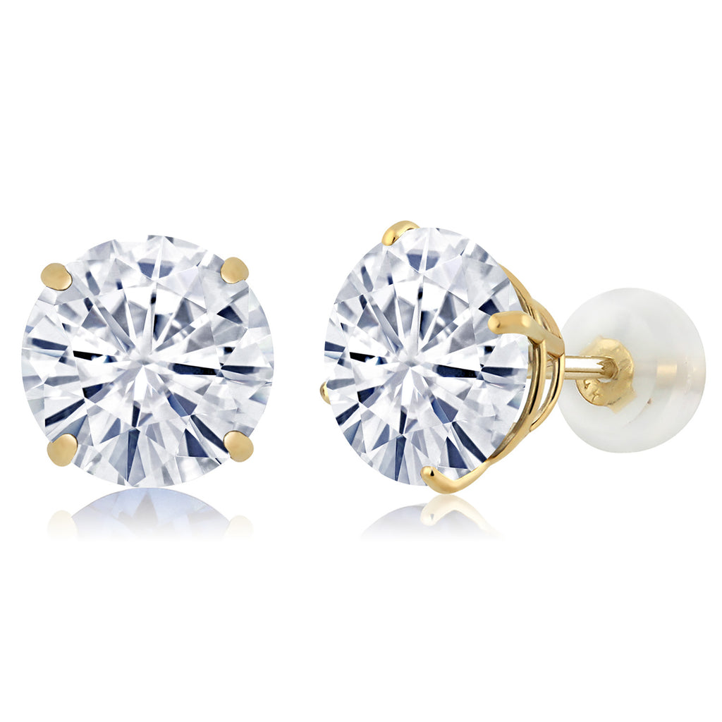 Gem Stone King 3-5 Cttw 14K Yellow Gold Gemstone Birthstone Stud Earrings for Women Men | 8MM Round Gold Earrings | Fine Jewelry Gifts for Mom Dad Wife Him Her