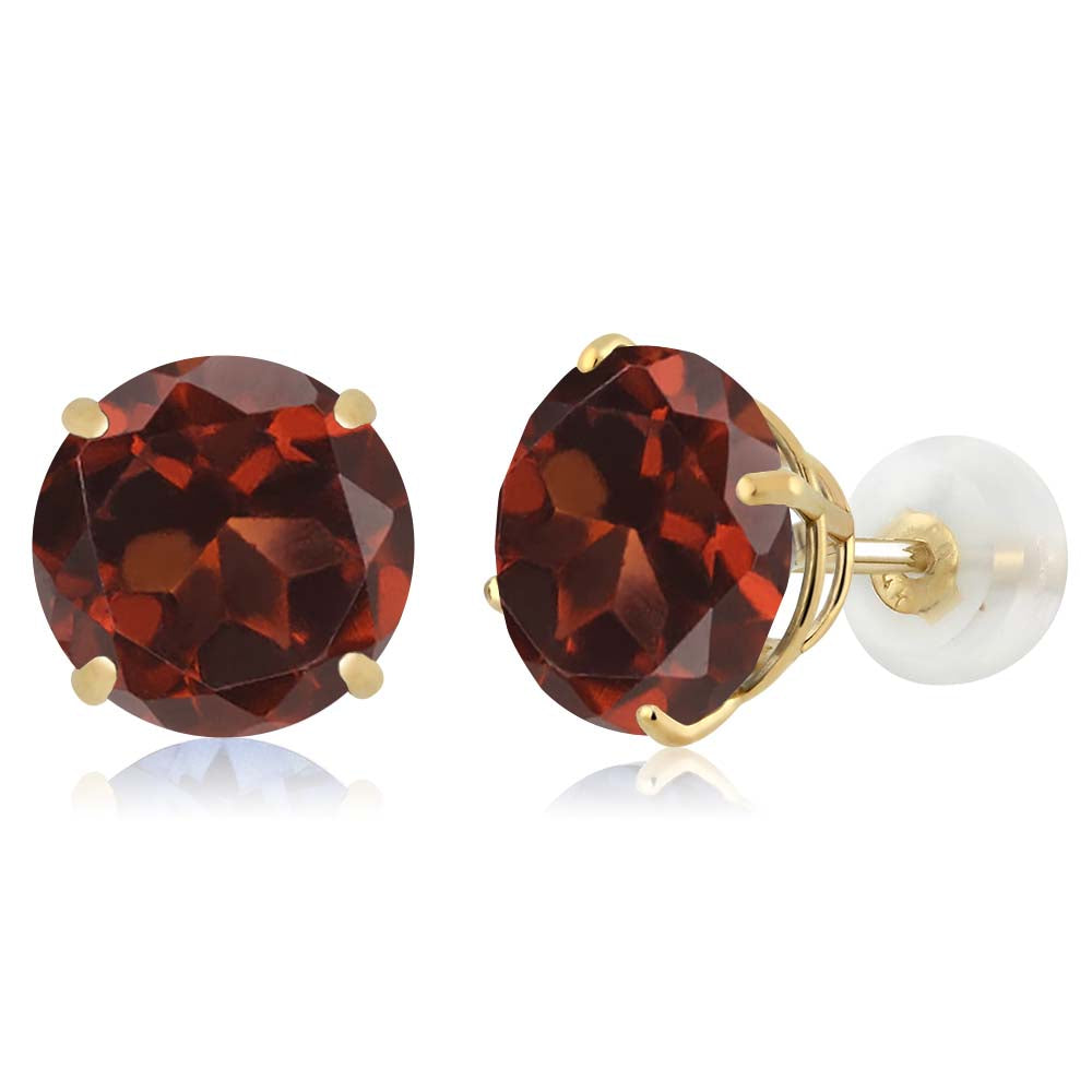 Gem Stone King 3-5 Cttw 14K Yellow Gold Gemstone Birthstone Stud Earrings for Women Men | 8MM Round Gold Earrings | Fine Jewelry Gifts for Mom Dad Wife Him Her
