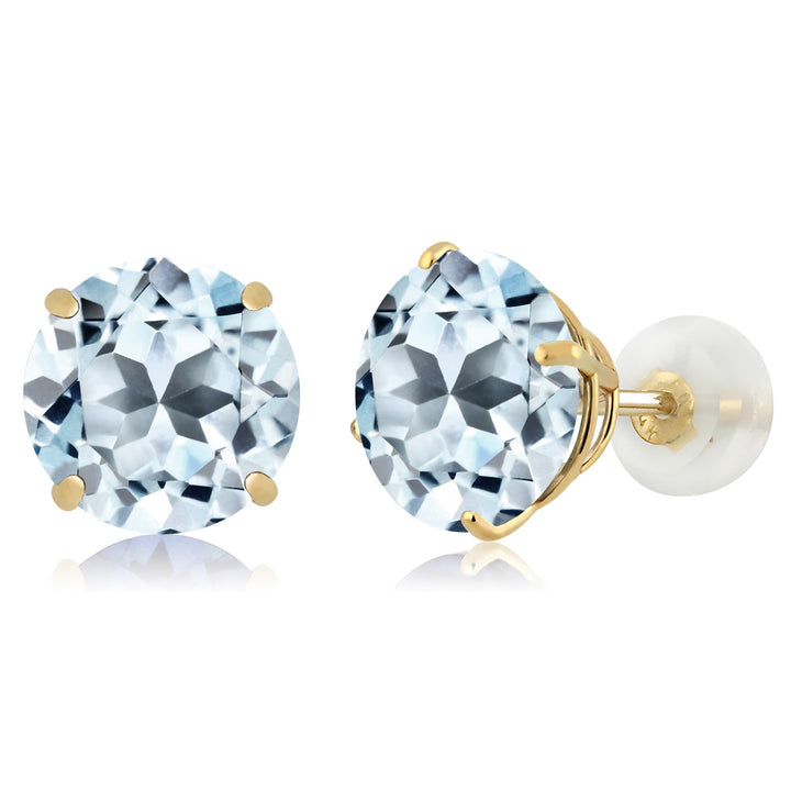Sky Blue Topaz - November_Earrings in 14K Yellow Gold