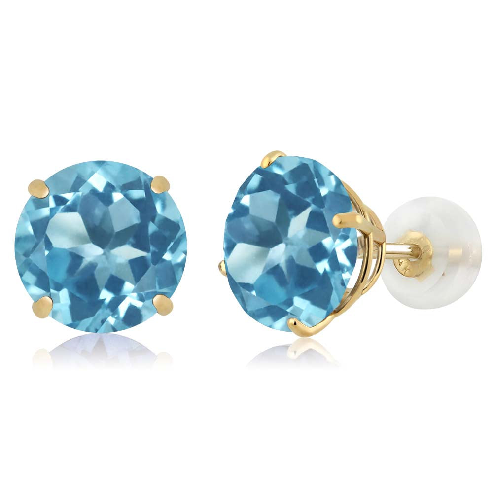 Swiss Blue Topaz - November_Earrings in 14K Yellow Gold
