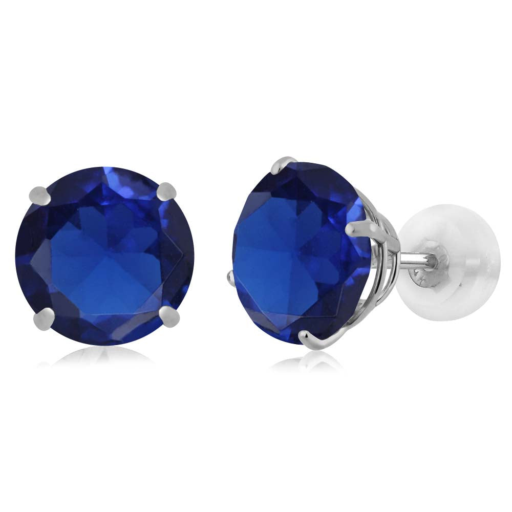 Created Sapphire - September_Earrings in 14K White Gold
