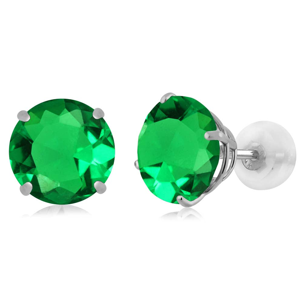 Nano Emerald - May_Earrings in 14K White Gold