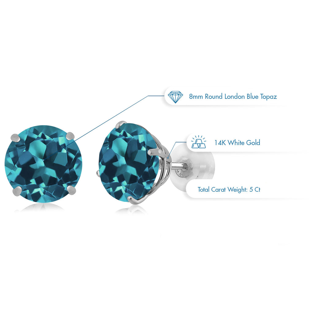 London Blue Topaz - November_Earrings in 14K White Gold