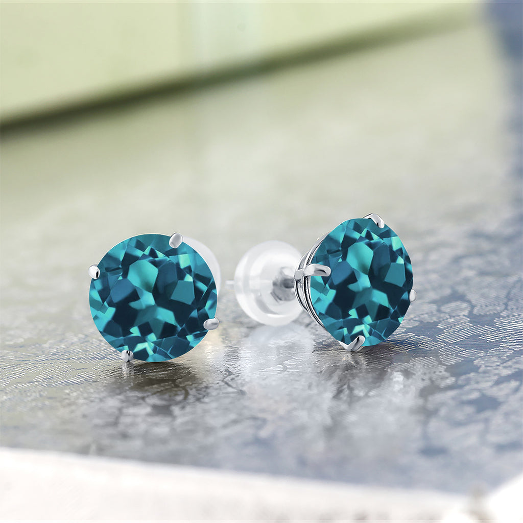 London Blue Topaz - November_Earrings in 14K White Gold