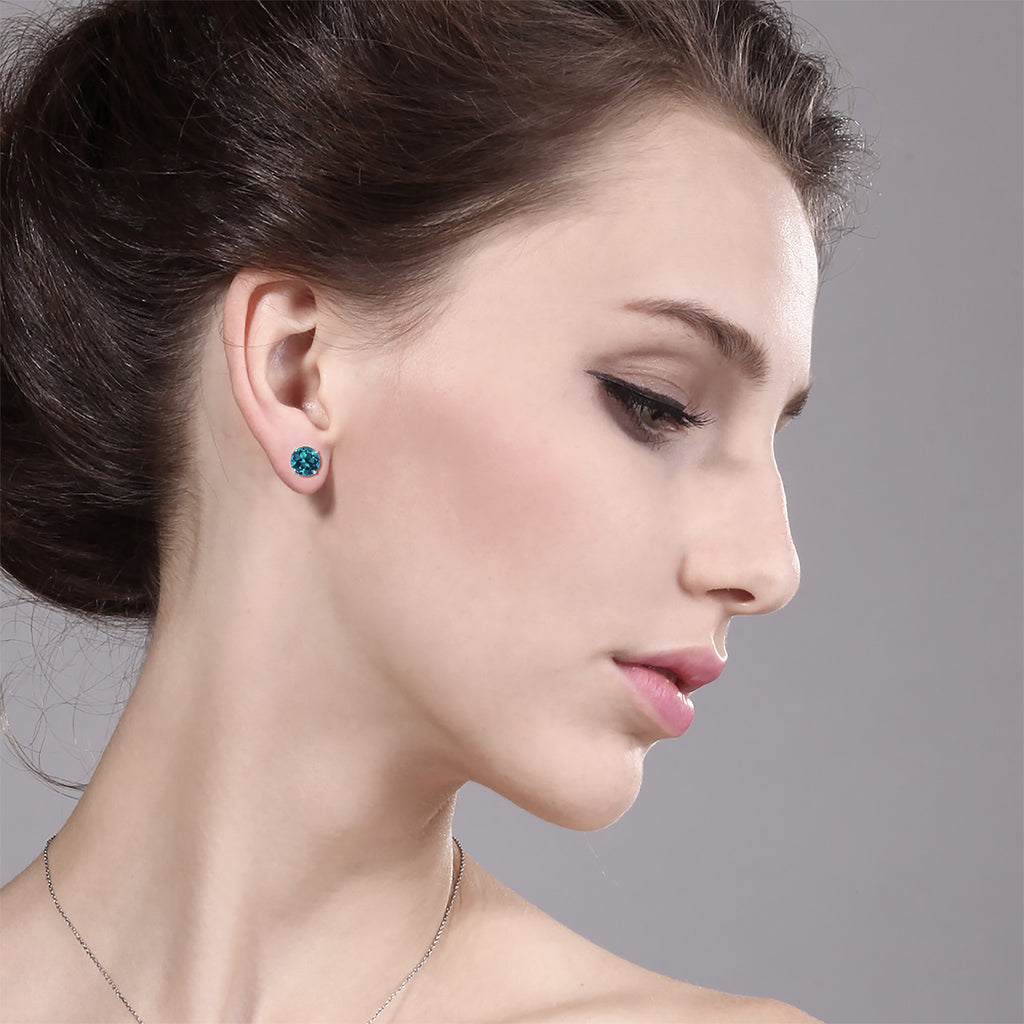 London Blue Topaz - November_Earrings in 14K White Gold