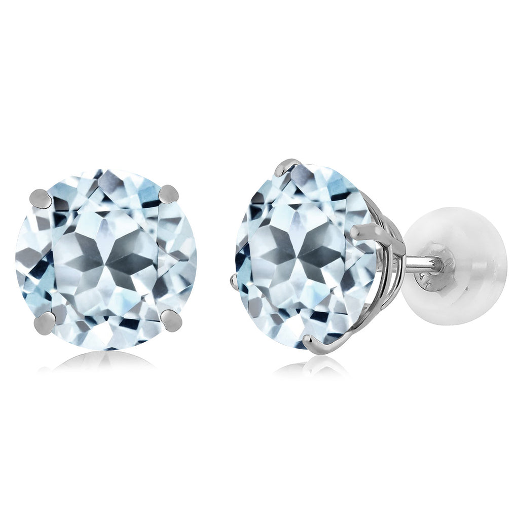 Sky Blue Topaz - November_Earrings in 14K White Gold