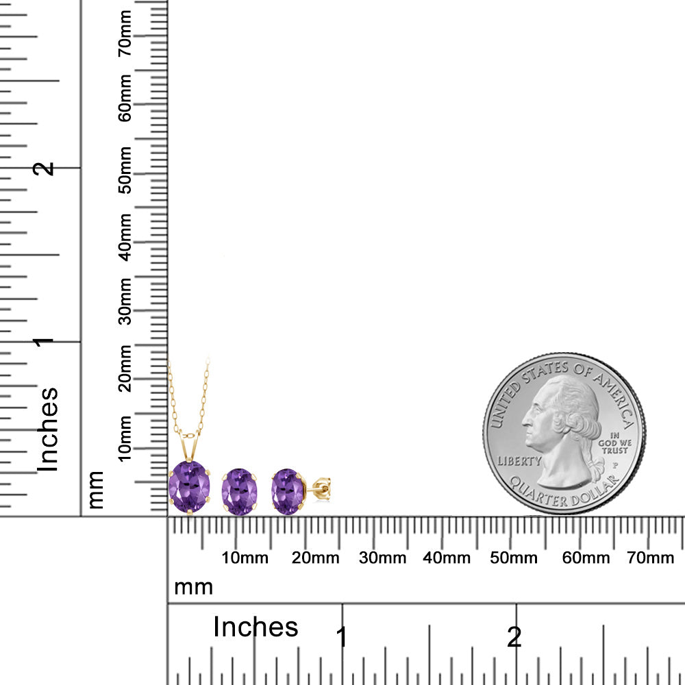 Amethyst_Pendant Earrings Set in