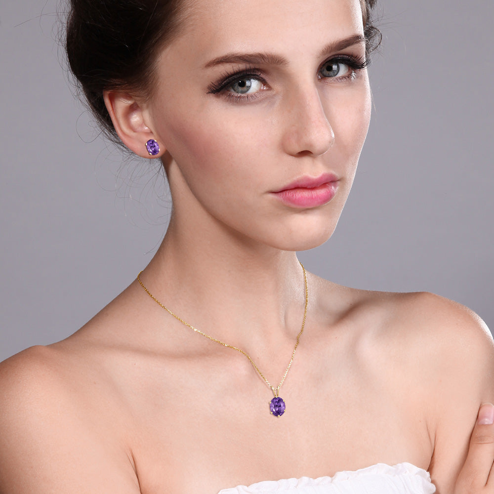 Amethyst_Pendant Earrings Set in