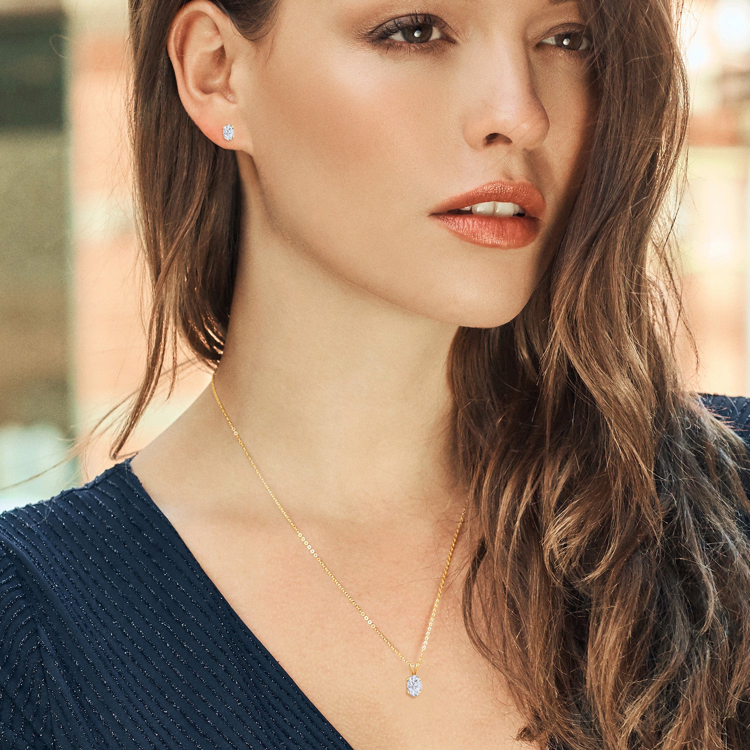 Pendant Earrings Set in 925 Yellow Gold Plated Silver