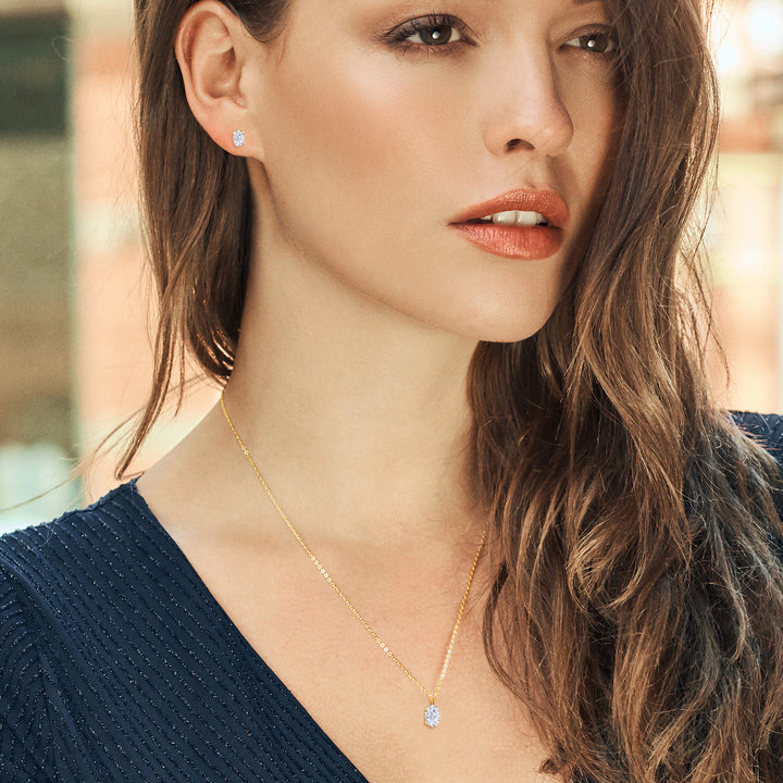 Pendant Earrings Set in 925 Yellow Gold Plated Silver