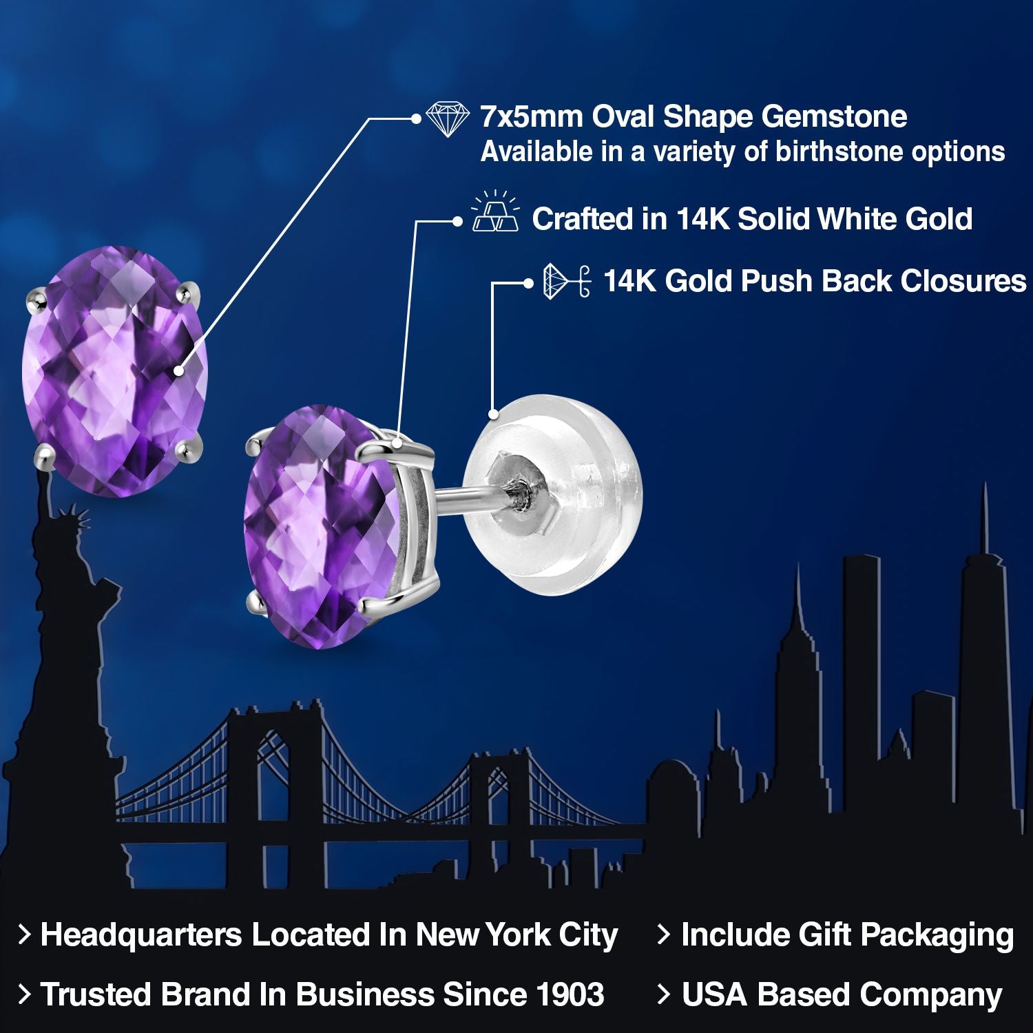 Moissanite - April_Earrings in 14K White Gold