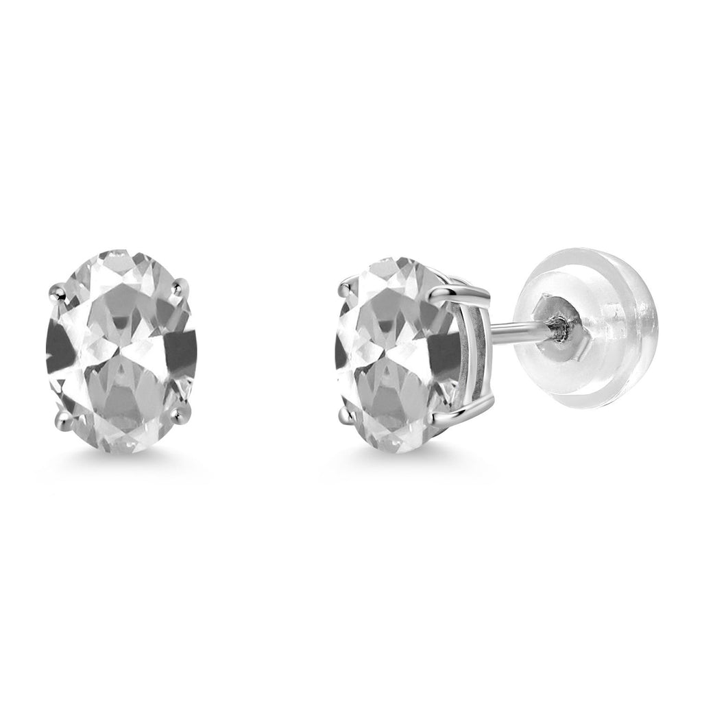Created Sapphire - September_Earrings in 14K White Gold