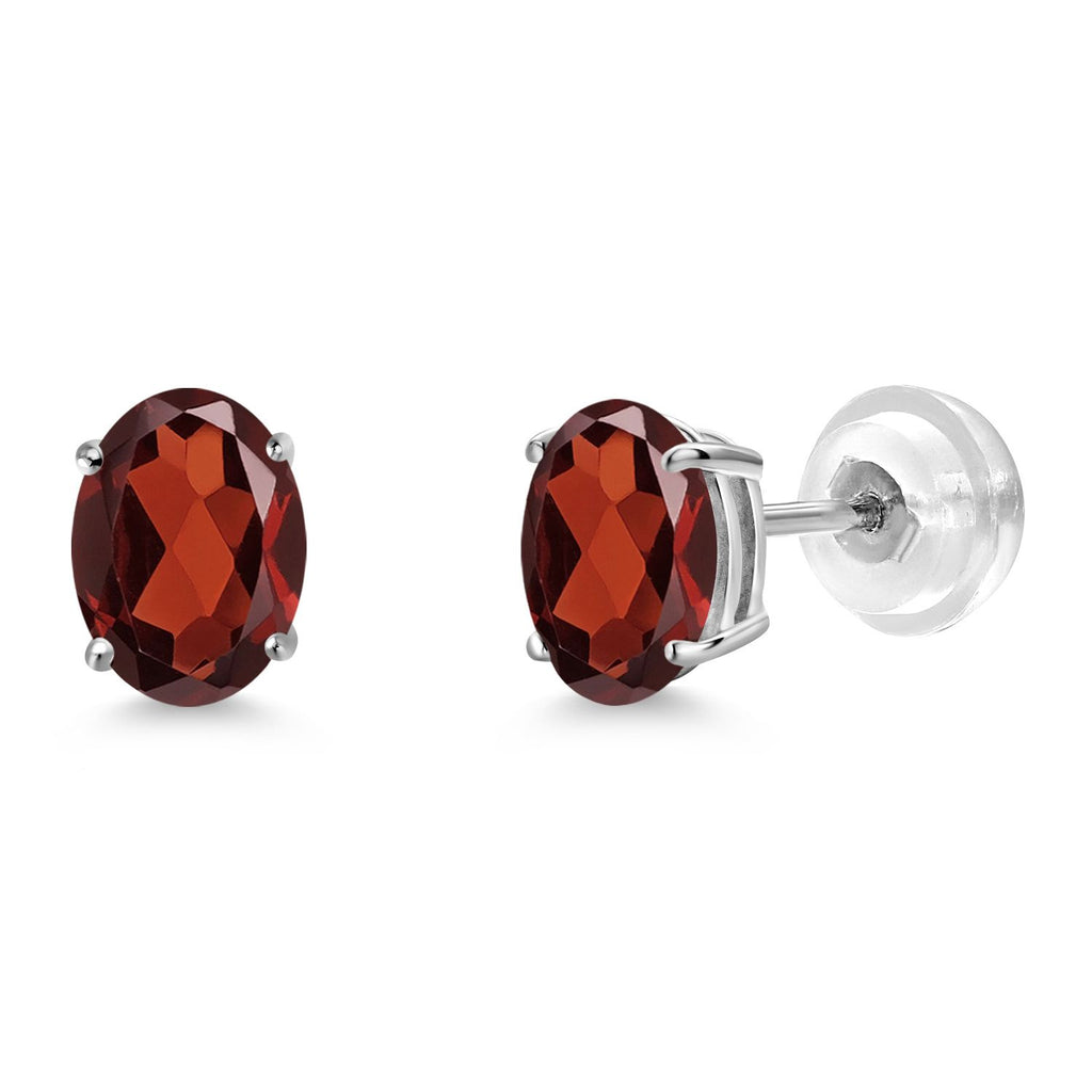 Gem Stone King 14K White Gold Oval Gemstone Birthstone Stud Earrings | Oval 7X5MM | Gold Earrings For Women Men