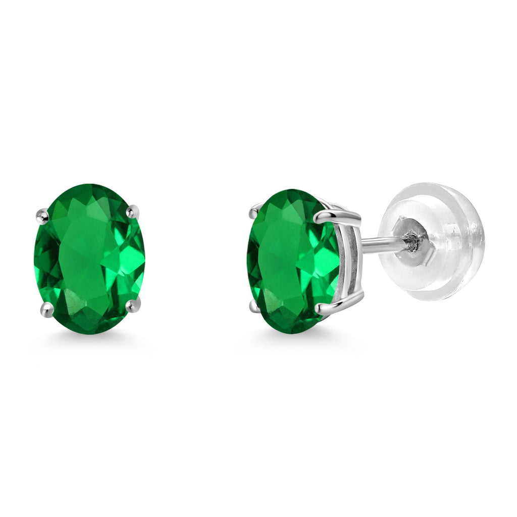 Nano Emerald - May_Earrings in 14K White Gold